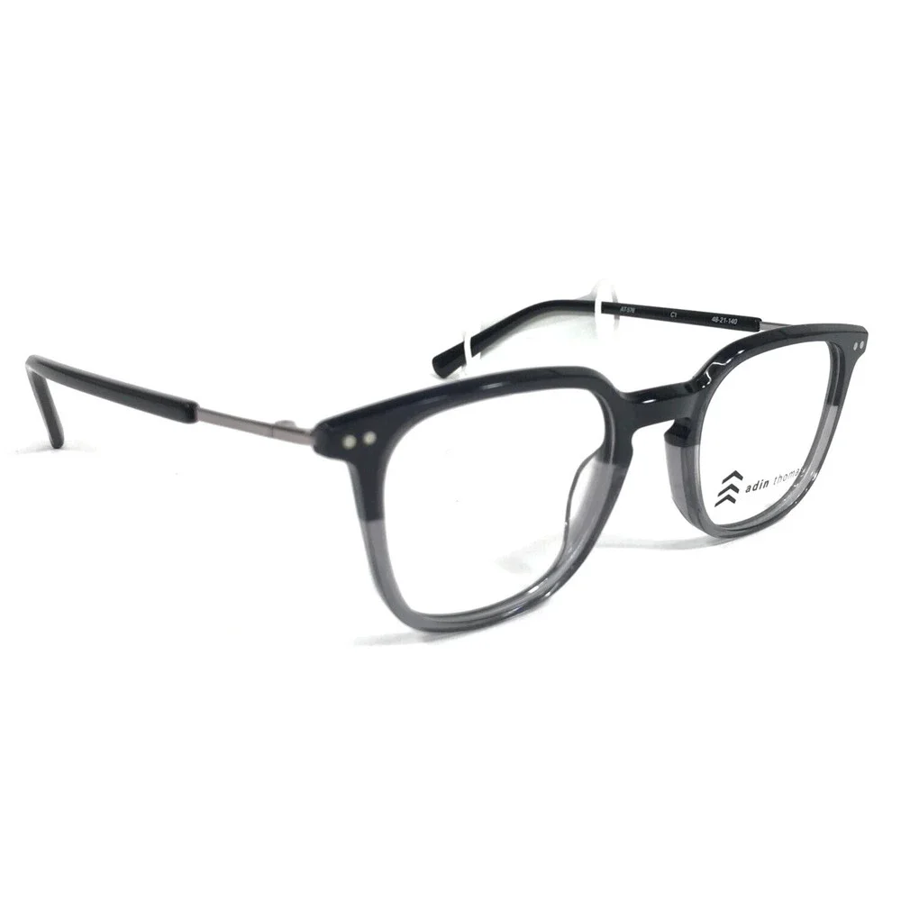 Adin Thomas Eyeglasses Frames AT-576 C1 Black Shadow Chrome Full Rim 48-21-140